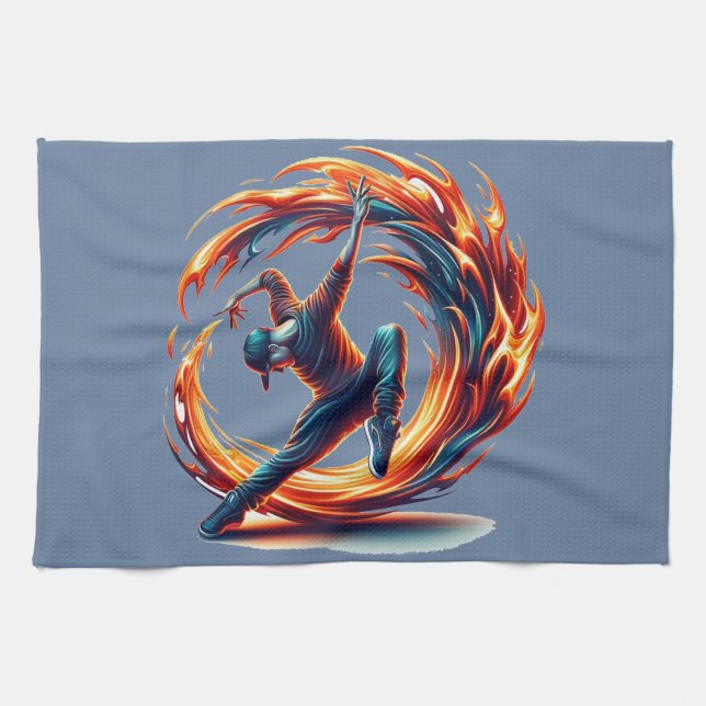 Breakdance Street Fire With Urban Energy  Tea Towel (Horizontal)