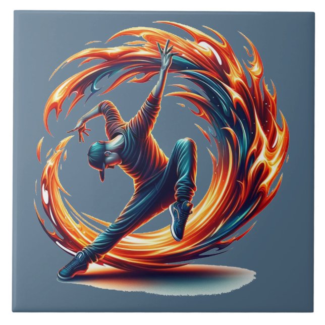 Breakdance Street Fire With Urban Energy  Tile (Front)