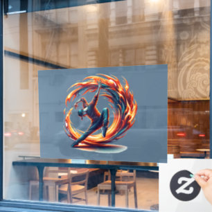 Breakdance Street Fire With Urban Energy  Window Cling