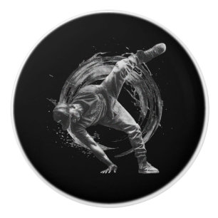 Breakdance Urban Style Monochrome Motion Art Ceramic Knob