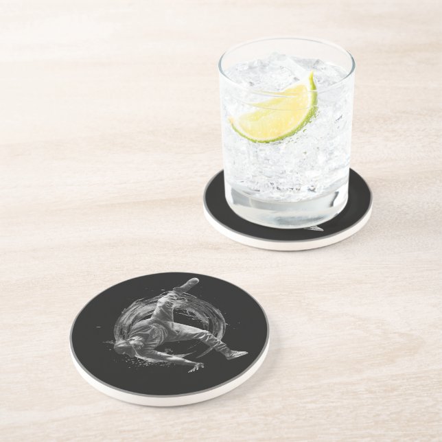Breakdance Urban Style Monochrome Motion Art  Coaster (Side)