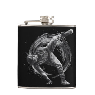 Breakdance Urban Style Monochrome Motion Art Hip Flask