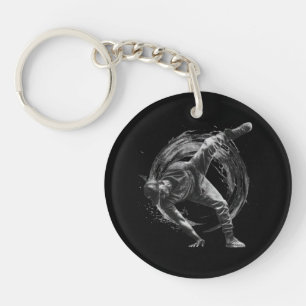 Breakdance Urban Style Monochrome Motion Art  Key Ring