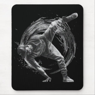 Breakdance Urban Style Monochrome Motion Art  Mouse Mat