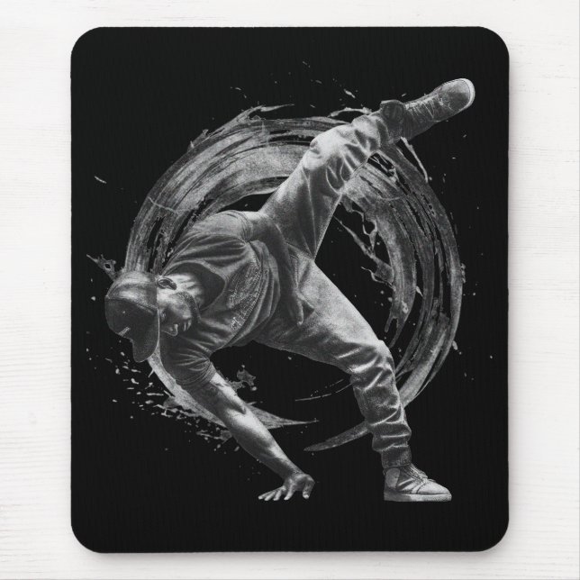 Breakdance Urban Style Monochrome Motion Art  Mouse Mat (Front)