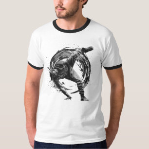 Breakdance Urban Style Monochrome Motion Art T-Shirt
