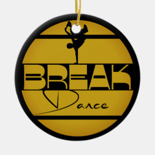Breakdance yellow black with dancer ceramic tree decoration