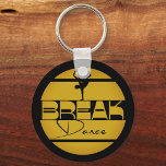 Breakdance yellow black with dancer key ring<br><div class="desc">This design features a simple and modern breakdance logo. Ochre yellow circular logo with the script Break and dance.
An additional text like f.ex. crew or sports team name can be personalised.</div>