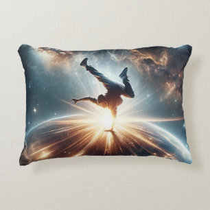Breakdancer in action, Ai, Action in the Galaxy Decorative Cushion