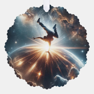 Breakdancer in action, Ai, Action in the Galaxy Tree Decoration Card