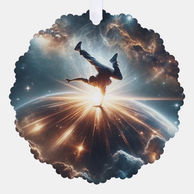Breakdancer in action, Ai, Action in the Galaxy Tree Decoration Card (Front)