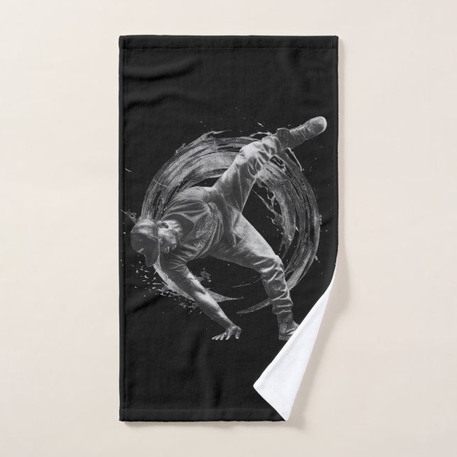 Breakdancer in action, in ink splatter style hand towel (Hand Towel)