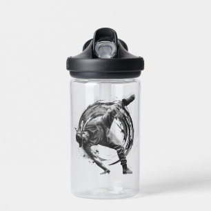 Breakdancer in action, in ink splatter style water bottle
