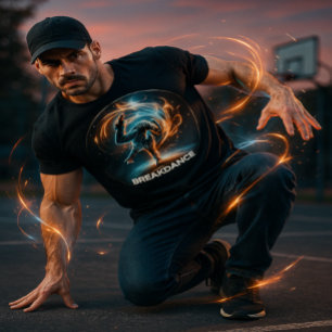 Breakdancer in Neon Swirl Spotlight  Dynamic Urban T-Shirt