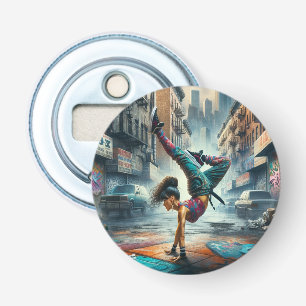 Breakdancer Women in action New York silhouette Bottle Opener