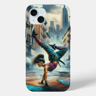 Breakdancer Women in action New York silhouette iPhone 15 Mini Case