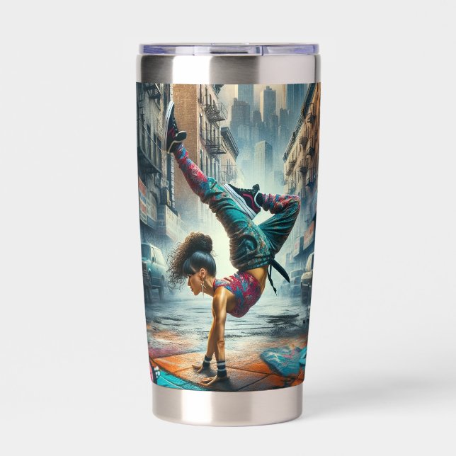 Breakdancer Women in action New York silhouette Insulated Tumbler (Front)