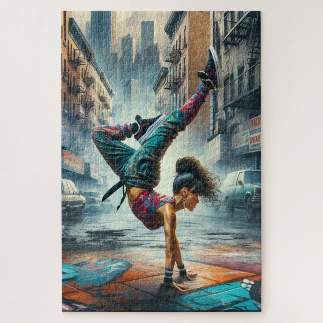 Breakdancer Women in action New York silhouette Jigsaw Puzzle (Vertical)