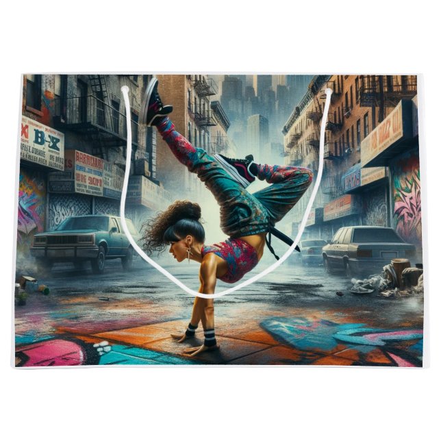 Breakdancer Women in action New York silhouette Large Gift Bag (Front)