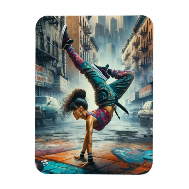 Breakdancer Women in action New York silhouette Magnet (Vertical)