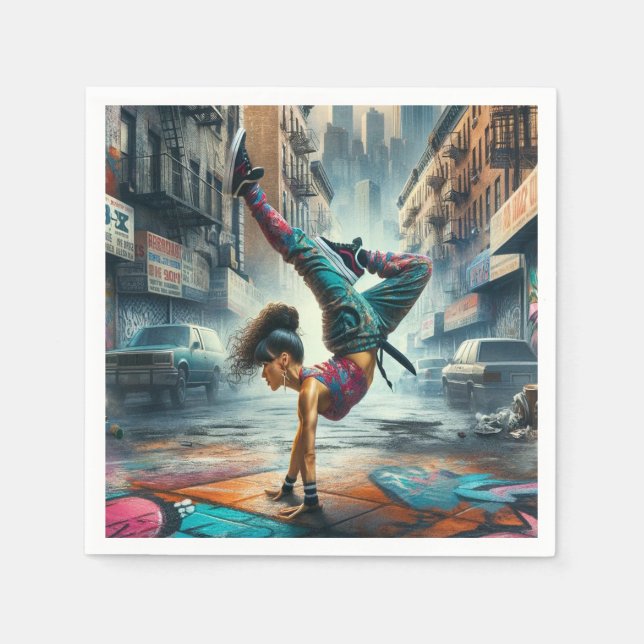 Breakdancer Women in action New York silhouette Napkin (Front)