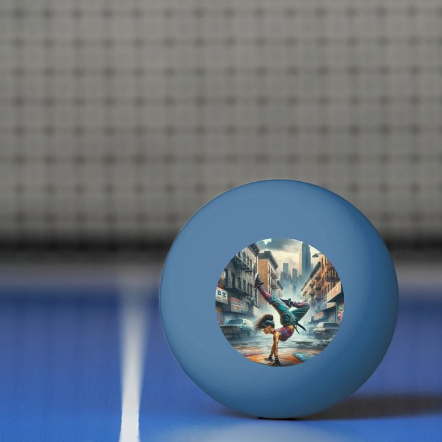 Breakdancer Women in action New York silhouette Ping Pong Ball (Net)