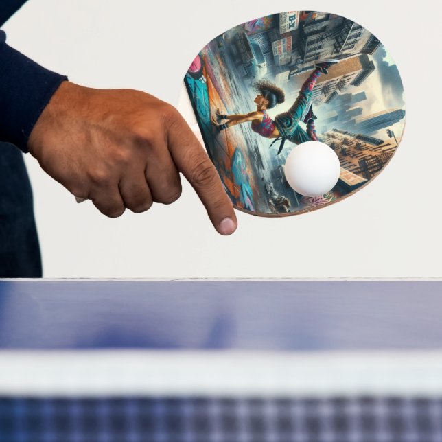 Breakdancer Women in action New York silhouette Ping Pong Paddle (Insitu)