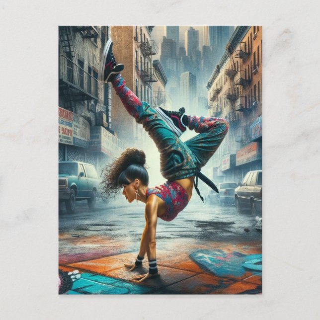 Breakdancer Women in action New York silhouette Postcard (Front)