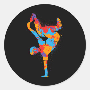 Breakdancing Colourful Street Dancing Boys Men Bre Classic Round Sticker