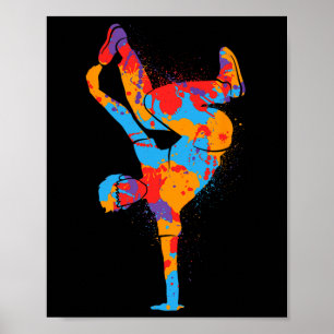 Breakdancing Colourful Street Dancing Boys Men Bre Poster