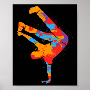 Breakdancing Colourful Street Dancing Men Boys Bre Poster