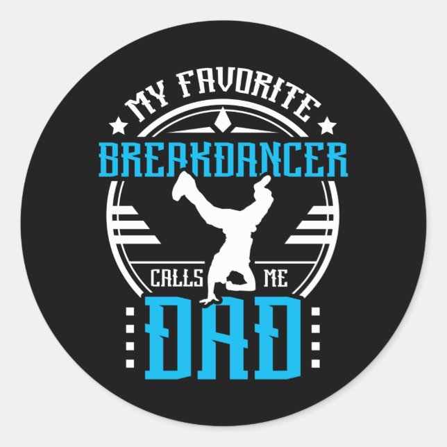 Breakdancing Dad Classic Round Sticker (Front)