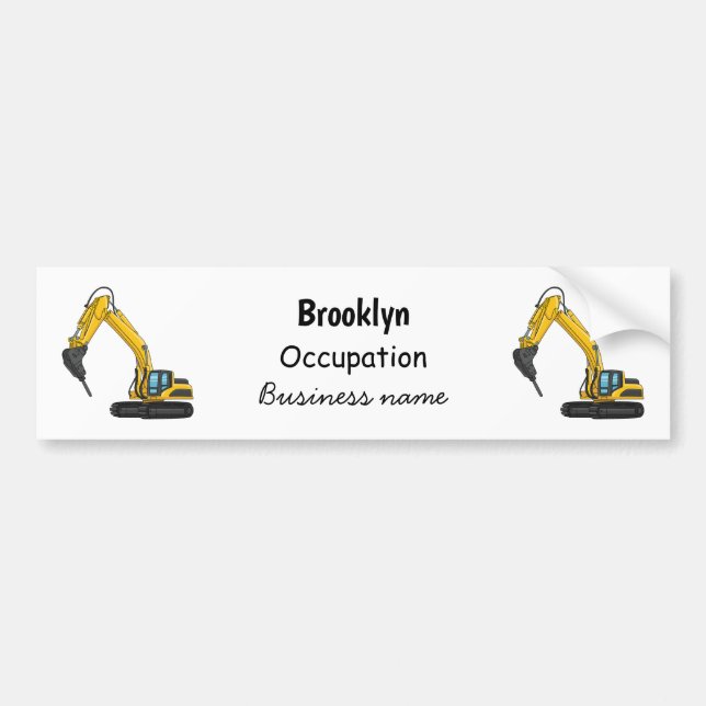 Breaker excavator cartoon illustration bumper sticker (Front)