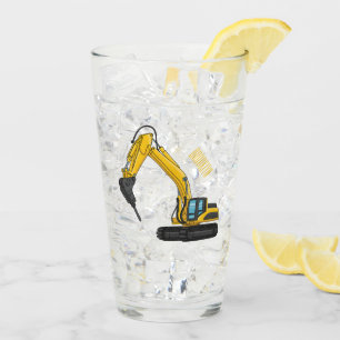 Breaker excavator cartoon illustration glass