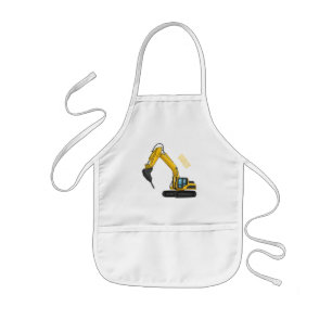 Breaker excavator cartoon illustration kids apron