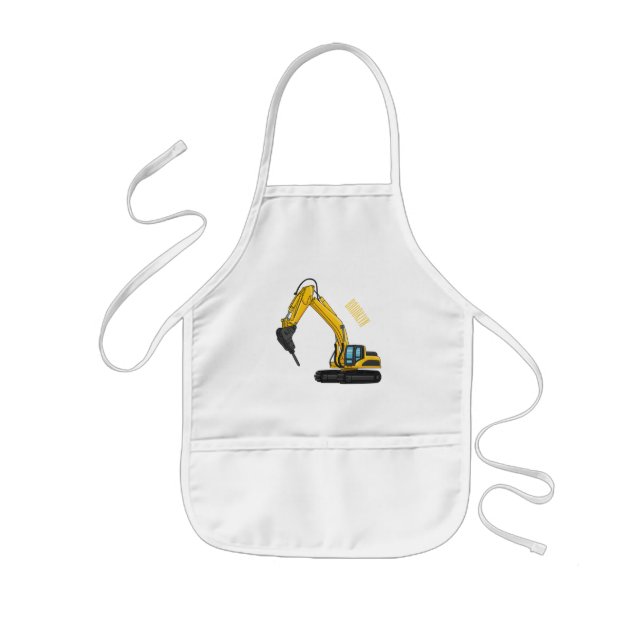 Breaker excavator cartoon illustration kids apron (Front)