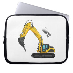 Breaker excavator cartoon illustration laptop sleeve