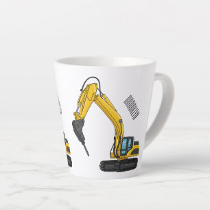 Breaker excavator cartoon illustration latte mug