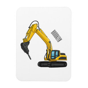 Breaker excavator cartoon illustration magnet