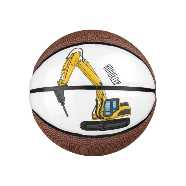Breaker excavator cartoon illustration mini basketball (Front)