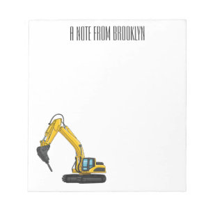Breaker excavator cartoon illustration notepad