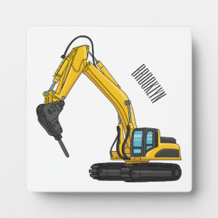 Breaker excavator cartoon illustration plaque