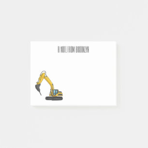Breaker excavator cartoon illustration post-it notes