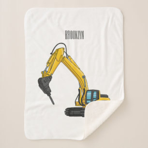 Breaker excavator cartoon illustration sherpa blanket