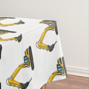 Breaker excavator cartoon illustration tablecloth