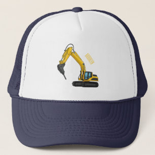 Breaker excavator cartoon illustration  trucker hat