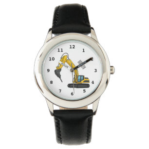 Breaker excavator cartoon illustration watch