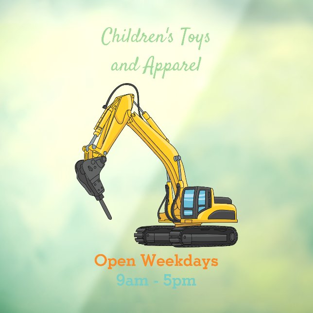 Breaker excavator cartoon illustration window cling (Sheet 3)