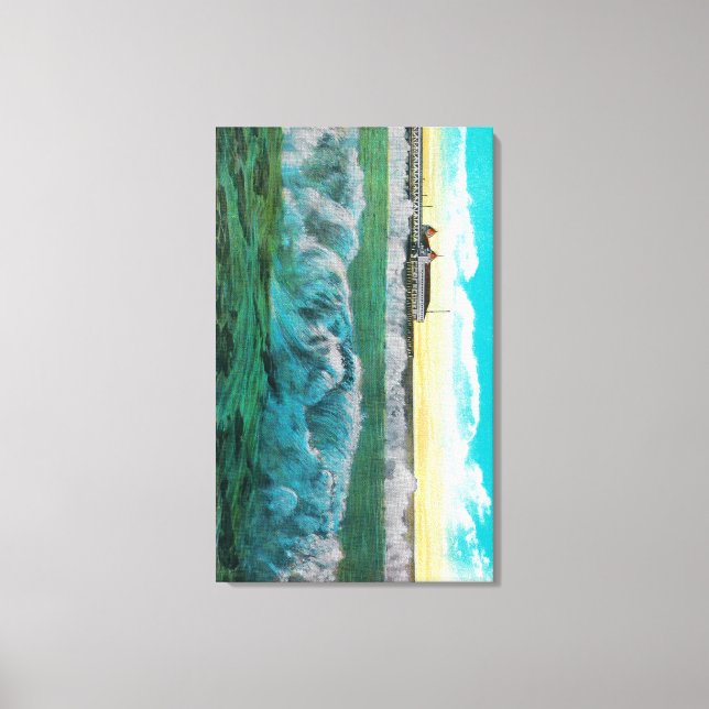 Breakers at Long Beach, California Canvas Print (Front)