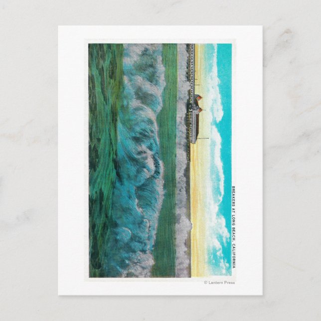 Breakers at Long Beach, California Postcard (Front)